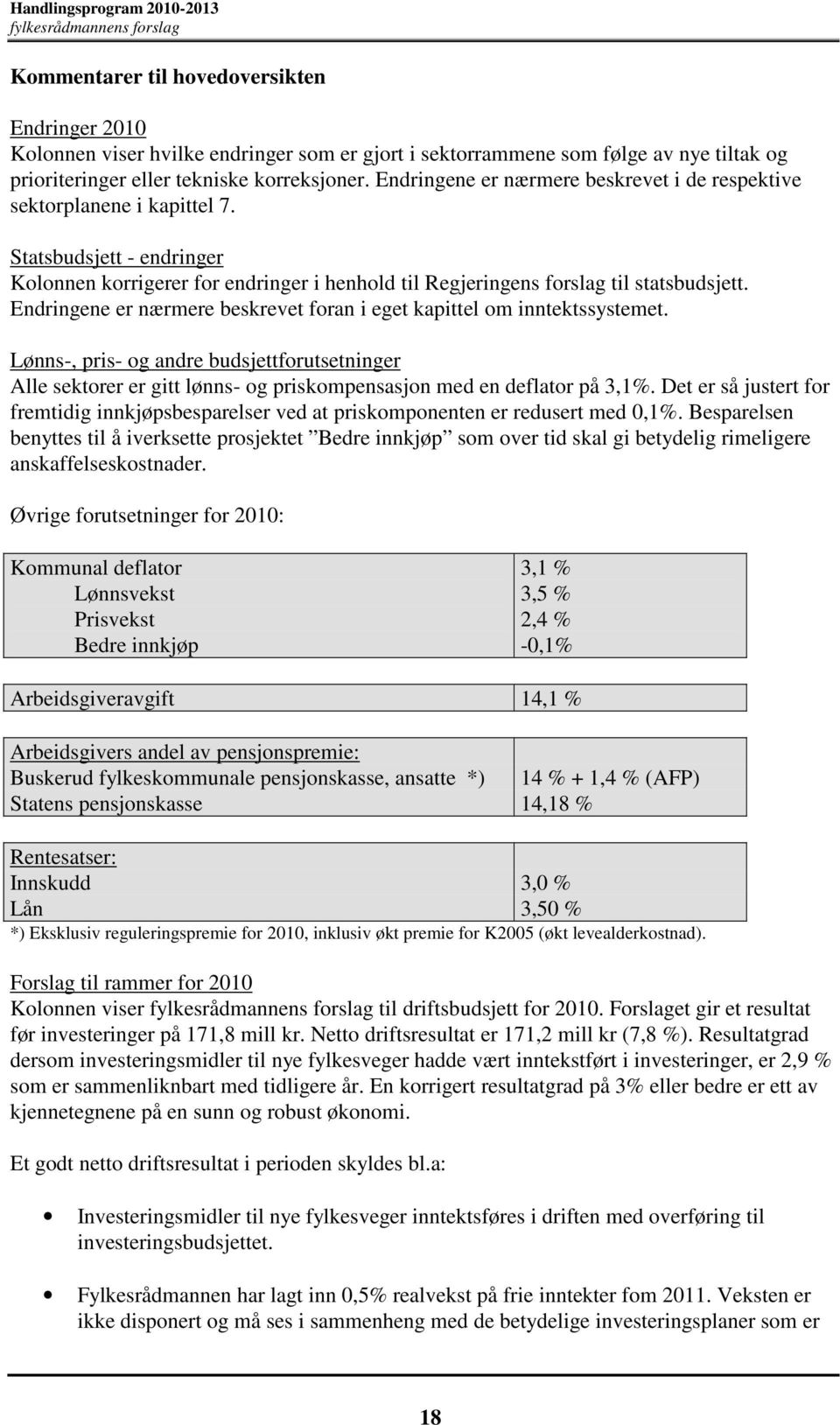 Endringene er nærmere beskrevet foran i eget kapittel om inntektssystemet. Lønns-, pris- og andre budsjettforutsetninger Alle sektorer er gitt lønns- og priskompensasjon med en deflator på 3,1%.