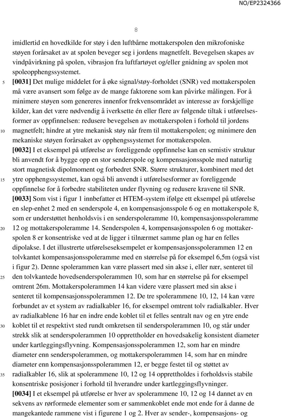 [0031] Det mulige middelet for å øke signal/støy-forholdet (SNR) ved mottakerspolen må være avansert som følge av de mange faktorene som kan påvirke målingen.