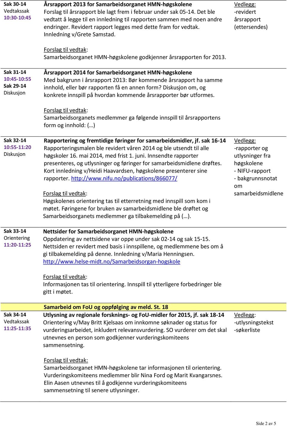 Innledning v/grete Samstad. Samarbeidsorganet HMN-høgskolene godkjenner årsrapporten for 2013.