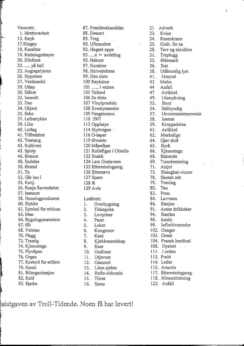 hemmet 58. Honningprodusent 60. Stykke 61. Symbol for erbium 63. Man 64. Bygningsmateriale 67.0k 68. Veteran 70. Plagg 72. Trassig 74. Kjennetegn 75. FlyvSpen 76. Organ 77. Kortord for attf0re 79.