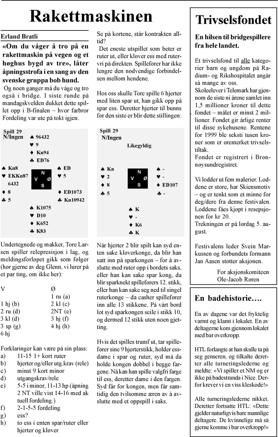 Spill 29 /Ingen 96432 9 Kn94 ED76 Kn8 ED EKKn87 5 V Ø 6432 S 8 ED1073 5 Kn10942 K1075 D10 K652 K83 Se på kortene, står kontrakten alltid?