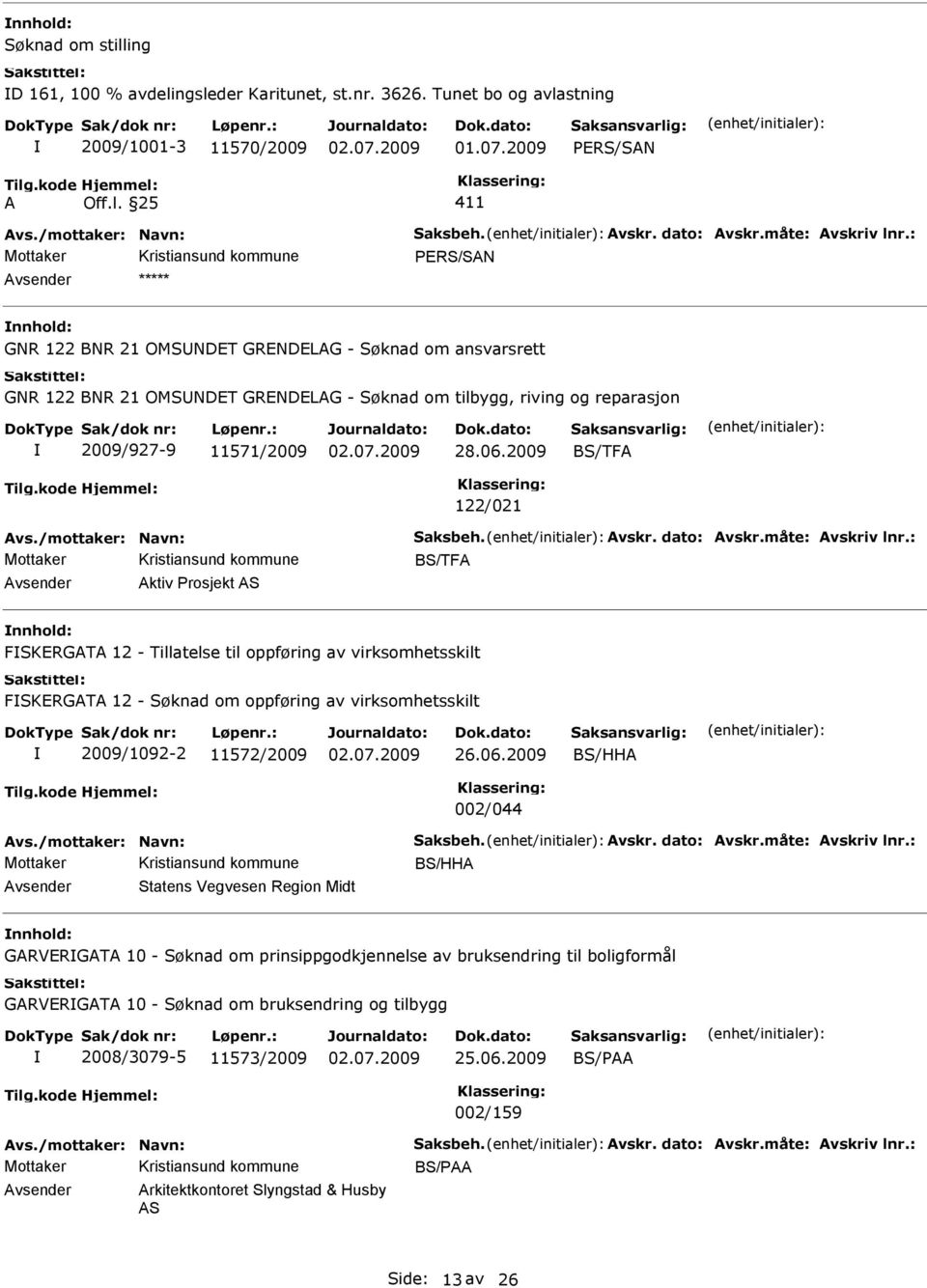 002/044 Mottaker BS/HHA Statens Vegvesen Region Midt GARVRGATA 10 - Søknad om prinsippgodkjennelse av bruksendring til boligformål GARVRGATA 10 - Søknad om bruksendring og tilbygg 2008/3079-5