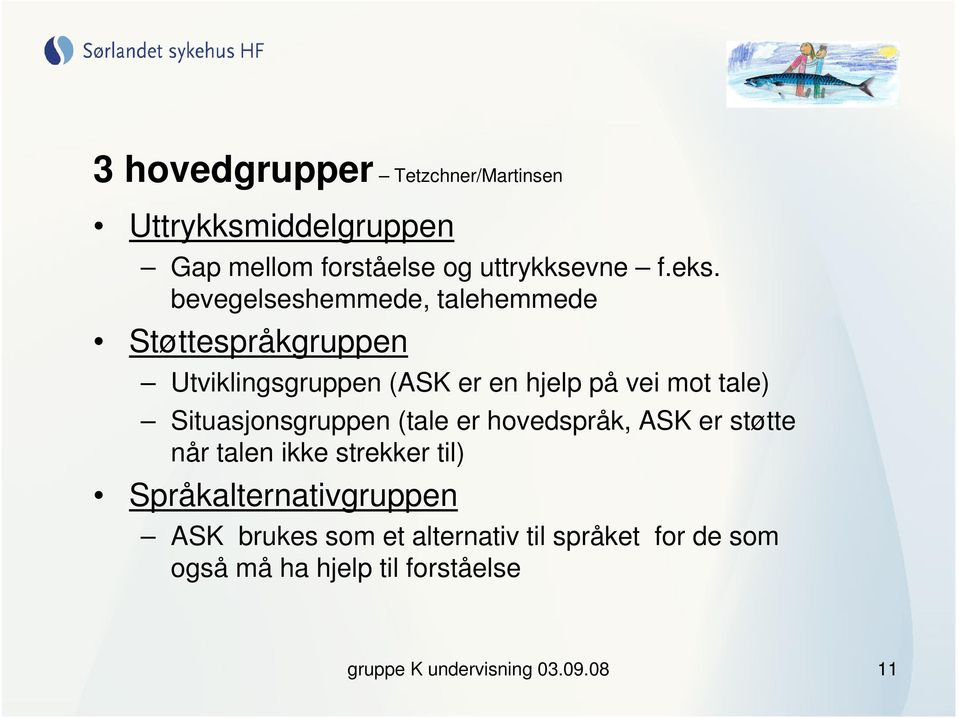 Situasjonsgruppen (tale er hovedspråk, ASK er støtte når talen ikke strekker til) Språkalternativgruppen