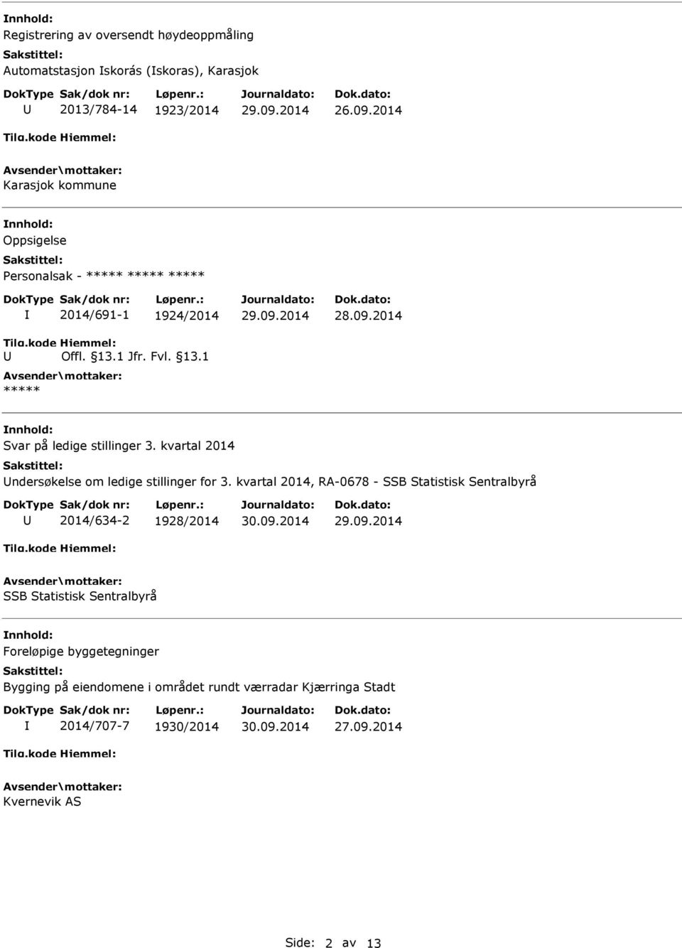 2014 Svar på ledige stillinger 3. kvartal 2014 ndersøkelse om ledige stillinger for 3.