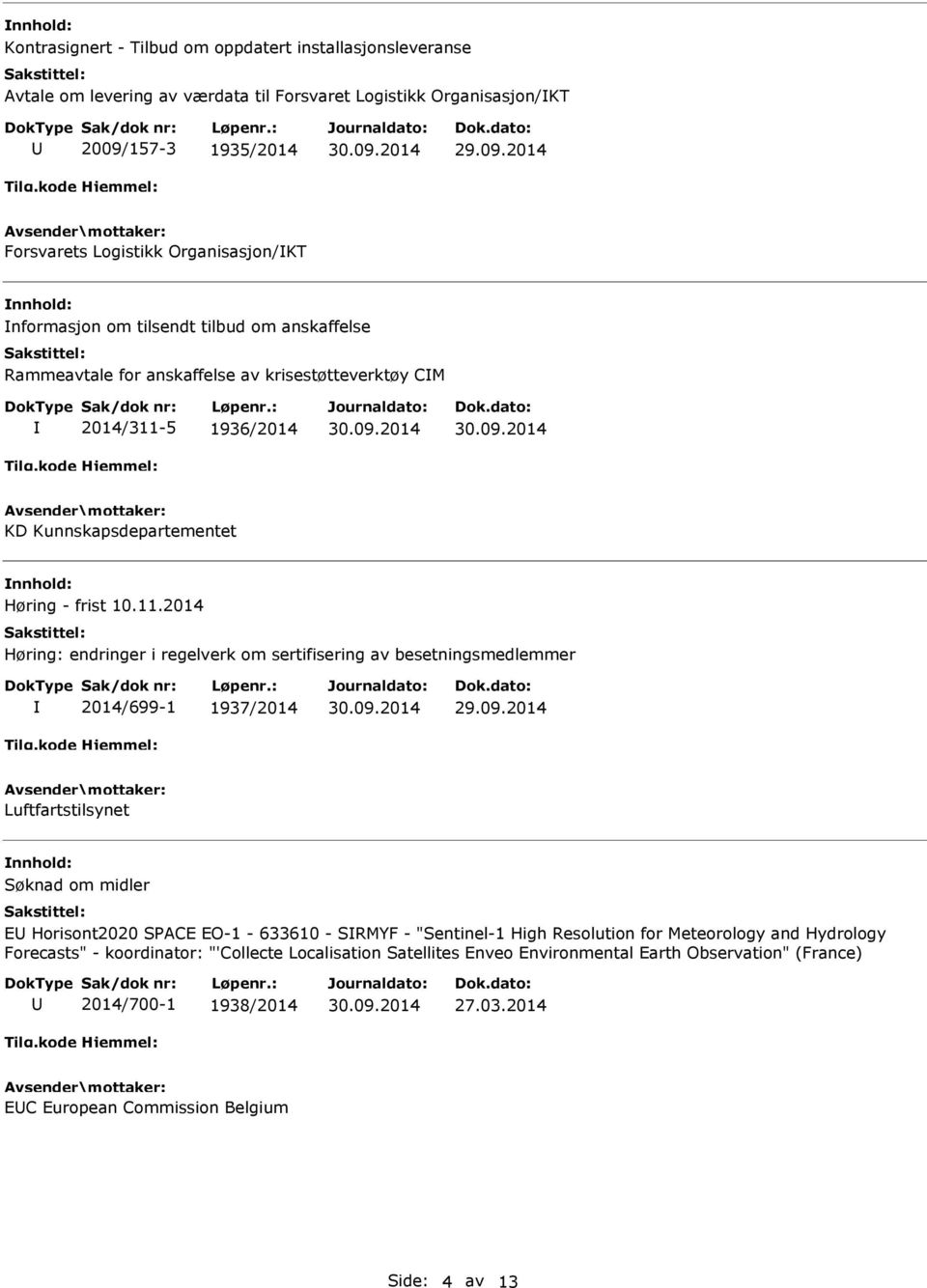 5 1936/2014 KD Kunnskapsdepartementet Høring - frist 10.11.