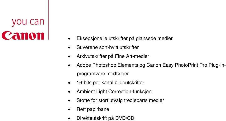 Pro Plug-Inprogramvare medfølger 16-bits per kanal bildeutskrifter Ambient Light