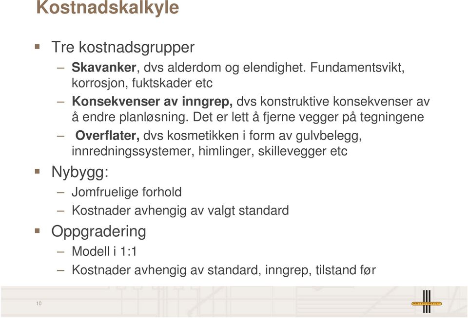 Det er lett å fjerne vegger på tegningene Overflater, dvs kosmetikken i form av gulvbelegg, innredningssystemer,