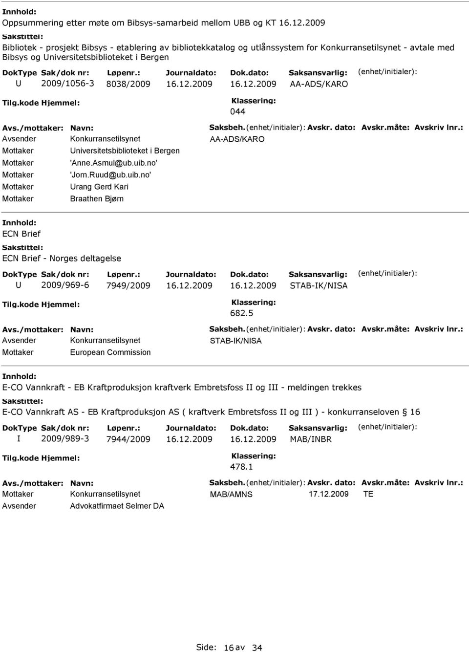 no' 'Jorn.Ruud@ub.uib.no' rang Gerd Kari Braathen Bjørn ECN Brief ECN Brief - Norges deltagelse 2009/969-6 7949/2009 STAB-K/NSA 682.