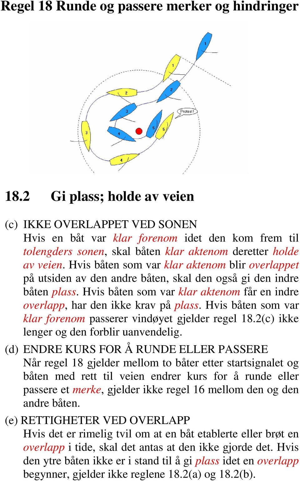 Hvis båten som var klar aktenom blir overlappet på utsiden av den andre båten, skal den også gi den indre båten plass.