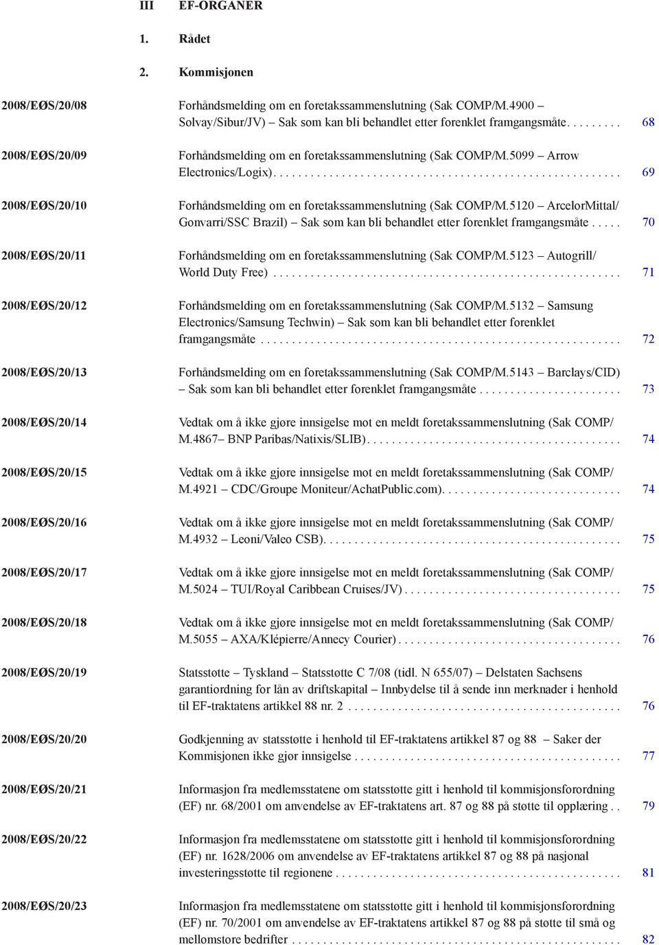 2008/EØS/20/21 2008/EØS/20/22 2008/EØS/20/23 Forhåndsmelding om en foretakssammenslutning (Sak COMP/M.5099 Arrow Electronics/Logix)........................................................ 69 Forhåndsmelding om en foretakssammenslutning (Sak COMP/M.