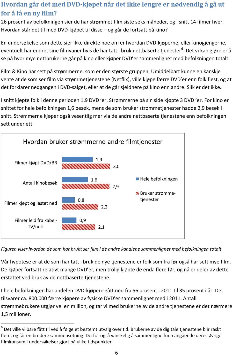 En undersøkelse som dette sier ikke direkte noe om er hvordan DVD-kjøperne, eller kinogjengerne, eventuelt har endret sine filmvaner hvis de har tatt i bruk nettbaserte tjenester 6.