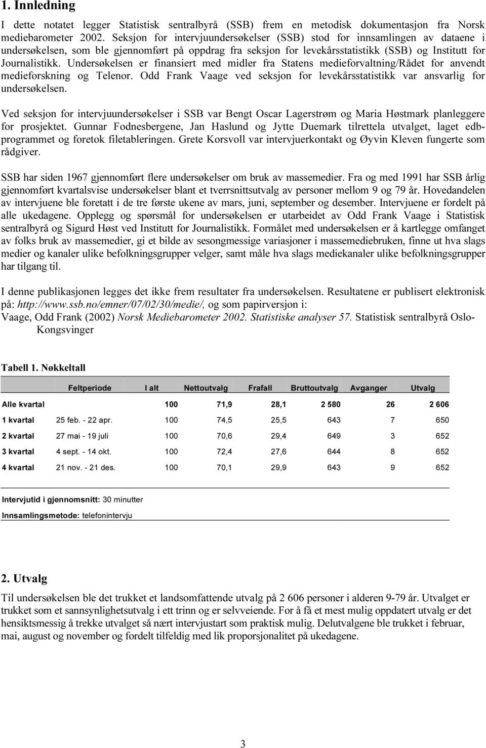 Undersøkelsen er finansiert med midler fra Statens medieforvaltning/rådet for anvendt medieforskning og Telenor. Odd Frank Vaage ved seksjon for levekårsstatistikk var ansvarlig for undersøkelsen.