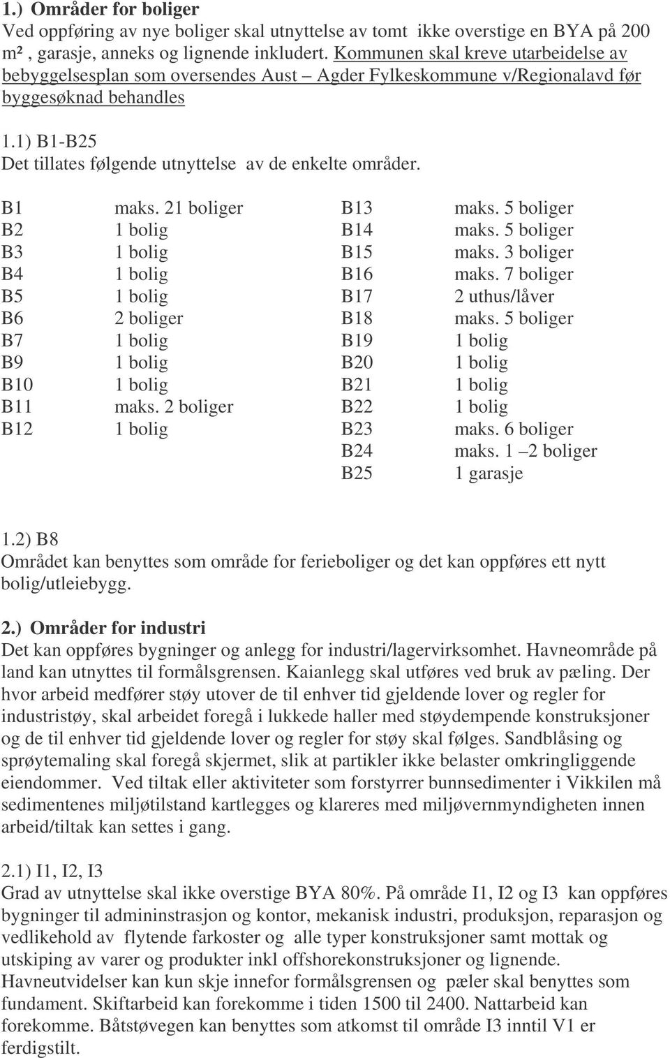 B1 maks. 21 boliger B13 maks. 5 boliger B2 1 bolig B14 maks. 5 boliger B3 1 bolig B15 maks. 3 boliger B4 1 bolig B16 maks. 7 boliger B5 1 bolig B17 2 uthus/låver B6 2 boliger B18 maks.