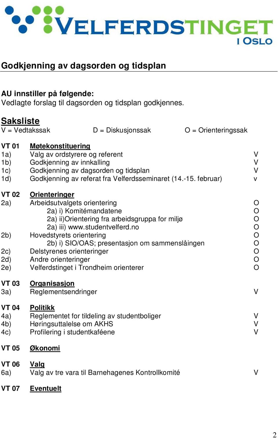 1d) Godkjenning av referat fra Velferdsseminaret (14.-15.