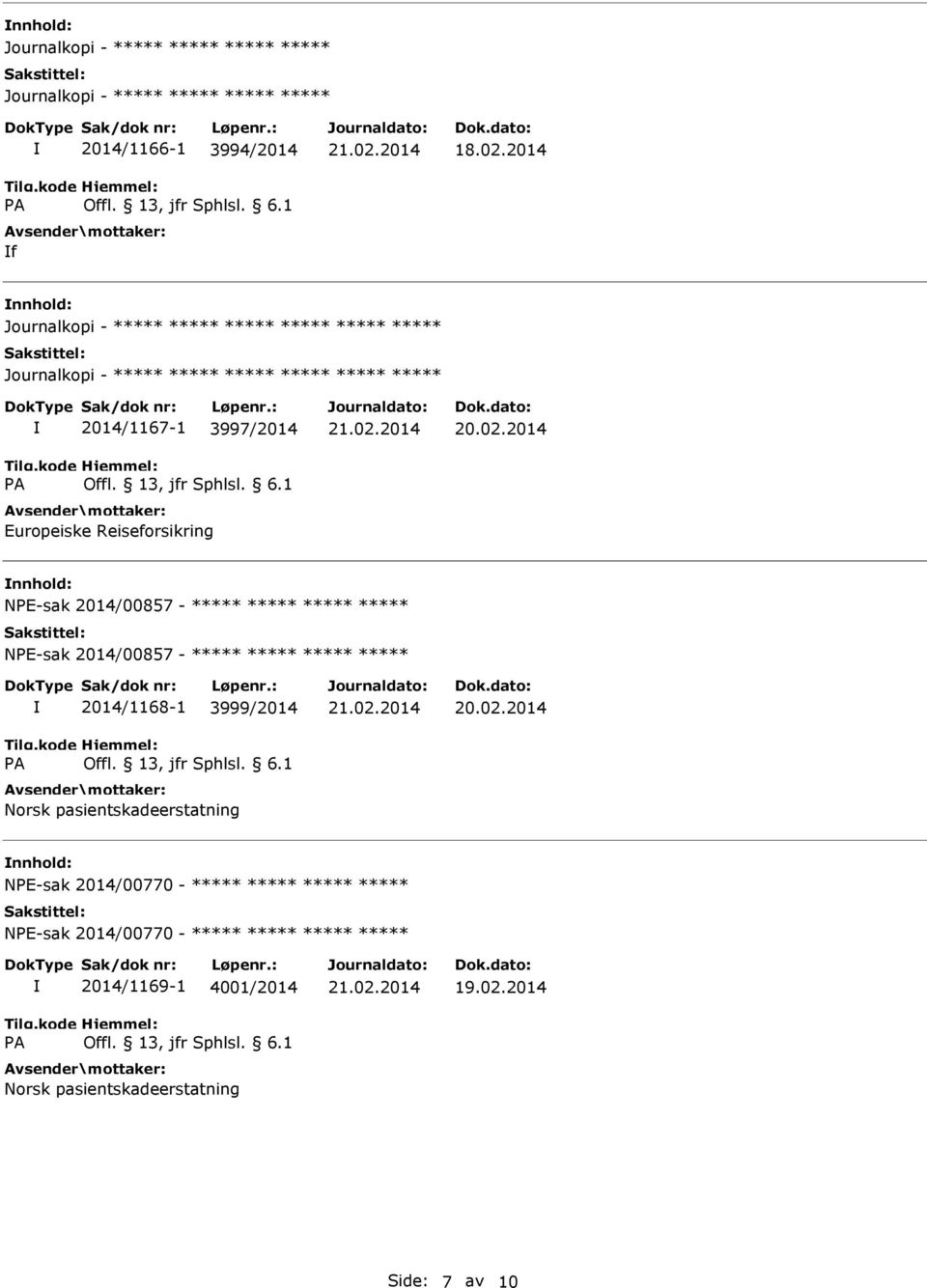 2014 nnhold: NPE-sak 2014/00857 - NPE-sak 2014/00857-2014/1168-1 3999/2014 Norsk