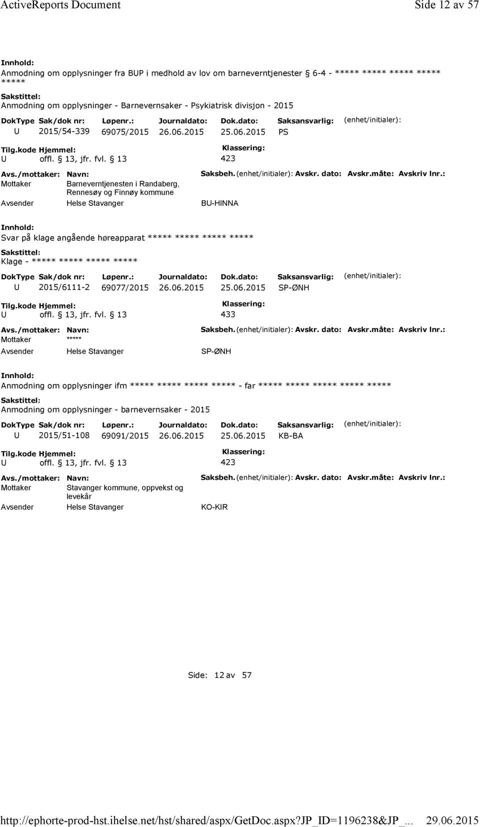 2015/54-339 69075/2015 PS Mottaker Barneverntjenesten i Randaberg, Rennesøy og Finnøy kommune Saksbeh. Avskr. dato: Avskr.måte: Avskriv lnr.