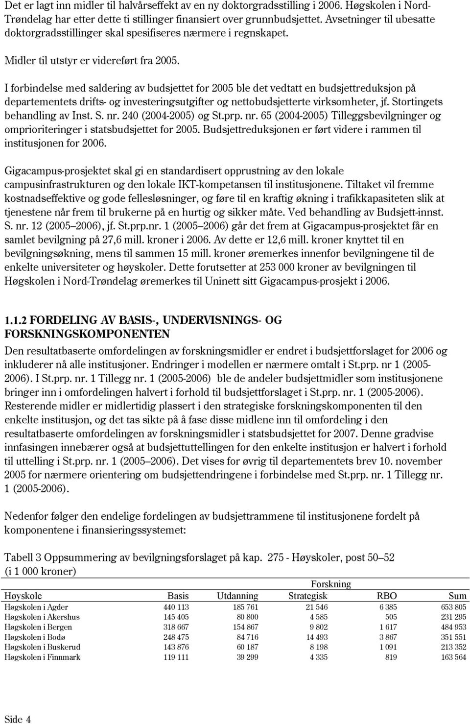 I forbindelse med saldering av budsjettet for 2005 ble det vedtatt en budsjettreduksjon på departementets drifts- og investeringsutgifter og nettobudsjetterte virksomheter, jf.