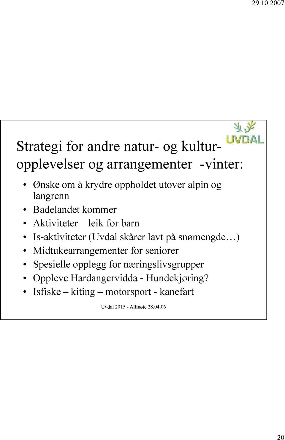 Is-aktiviteter (Uvdal skårer lavt på snømengde ) Midtukearrangementer for seniorer Spesielle