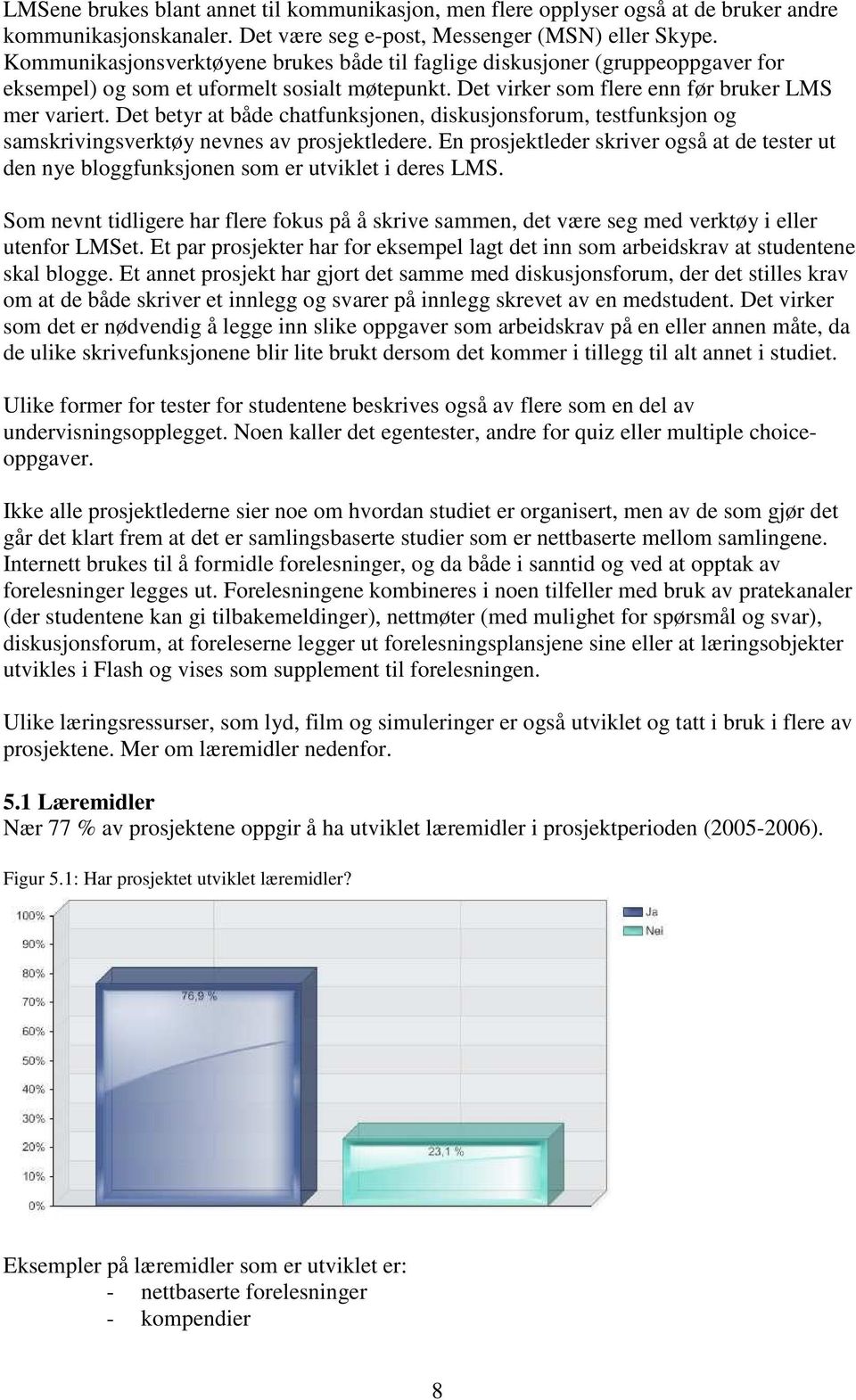 Det betyr at både chatfunksjonen, diskusjonsforum, testfunksjon og samskrivingsverktøy nevnes av prosjektledere.