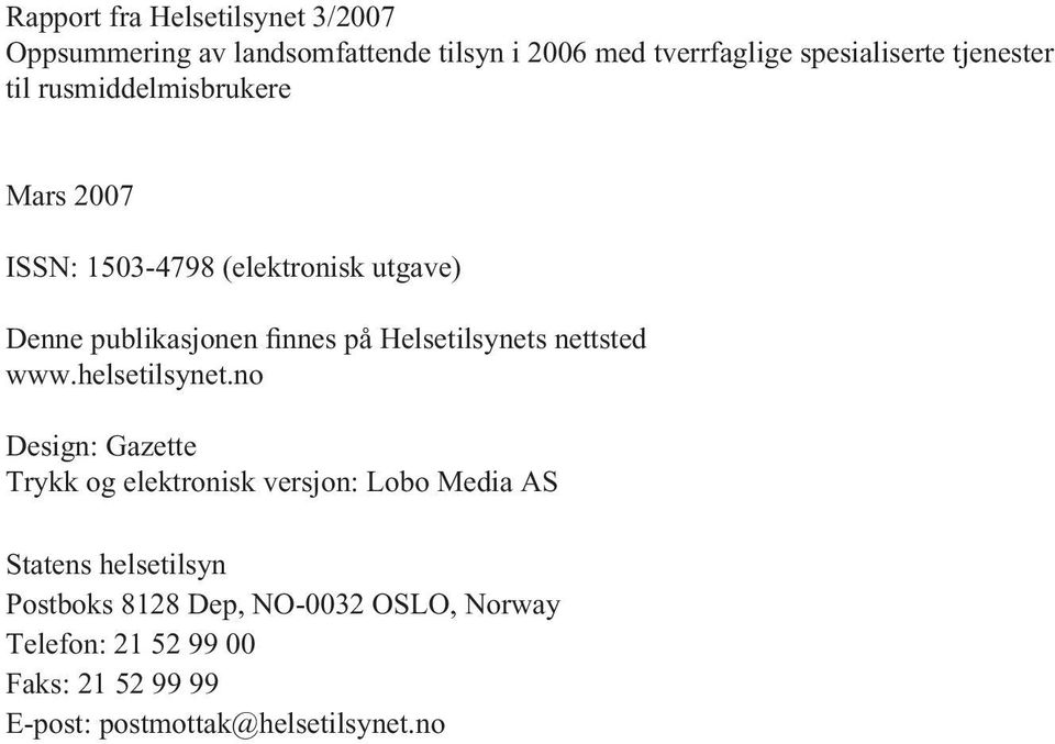 Helsetilsynets nettsted www.helsetilsynet.