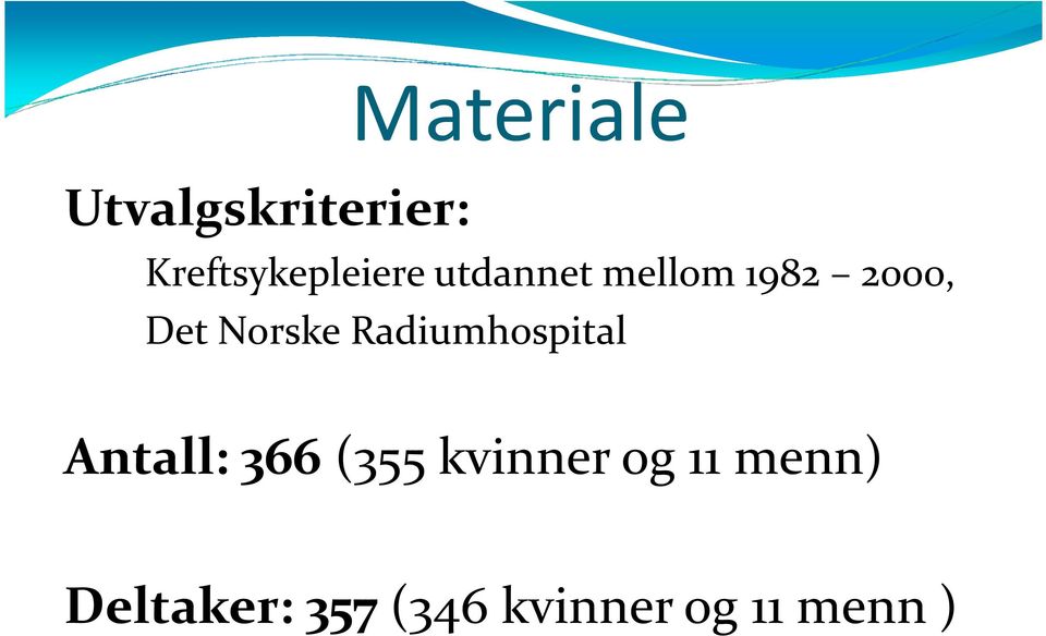Det Norske Radiumhospital Antall: 366 (355