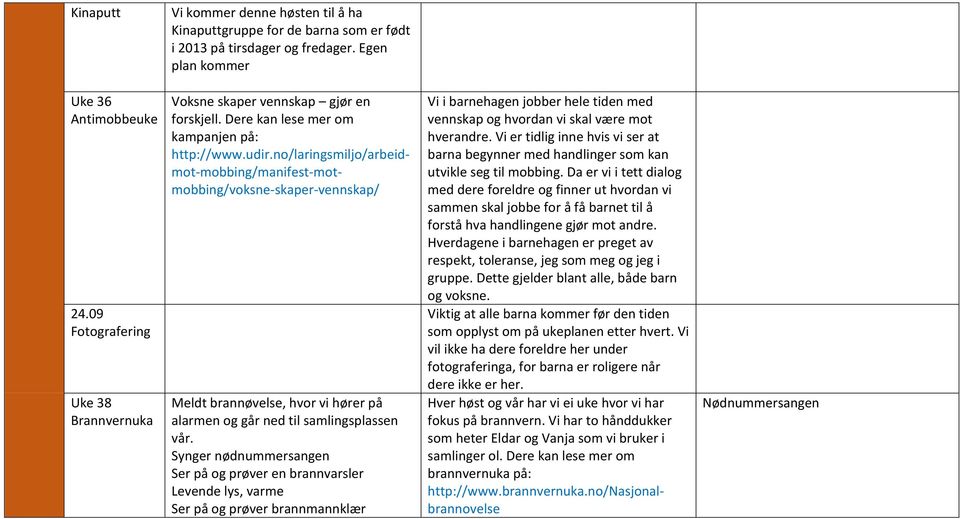 no/laringsmiljo/arbeidmot-mobbing/manifest-motmobbing/voksne-skaper-vennskap/ Meldt brannøvelse, hvor vi hører på alarmen og går ned til samlingsplassen vår.