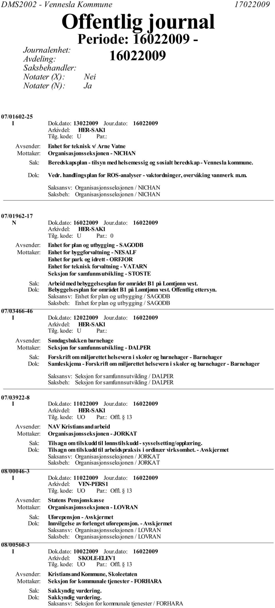 handlingsplan for ROS-analyser - vaktordninger, overvåking vannverk m.m. Saksansv: Organisasjonsseksjonen / NICHAN Saksbeh: Organisasjonsseksjonen / NICHAN 07/01962-17 N Dok.dato: Jour.