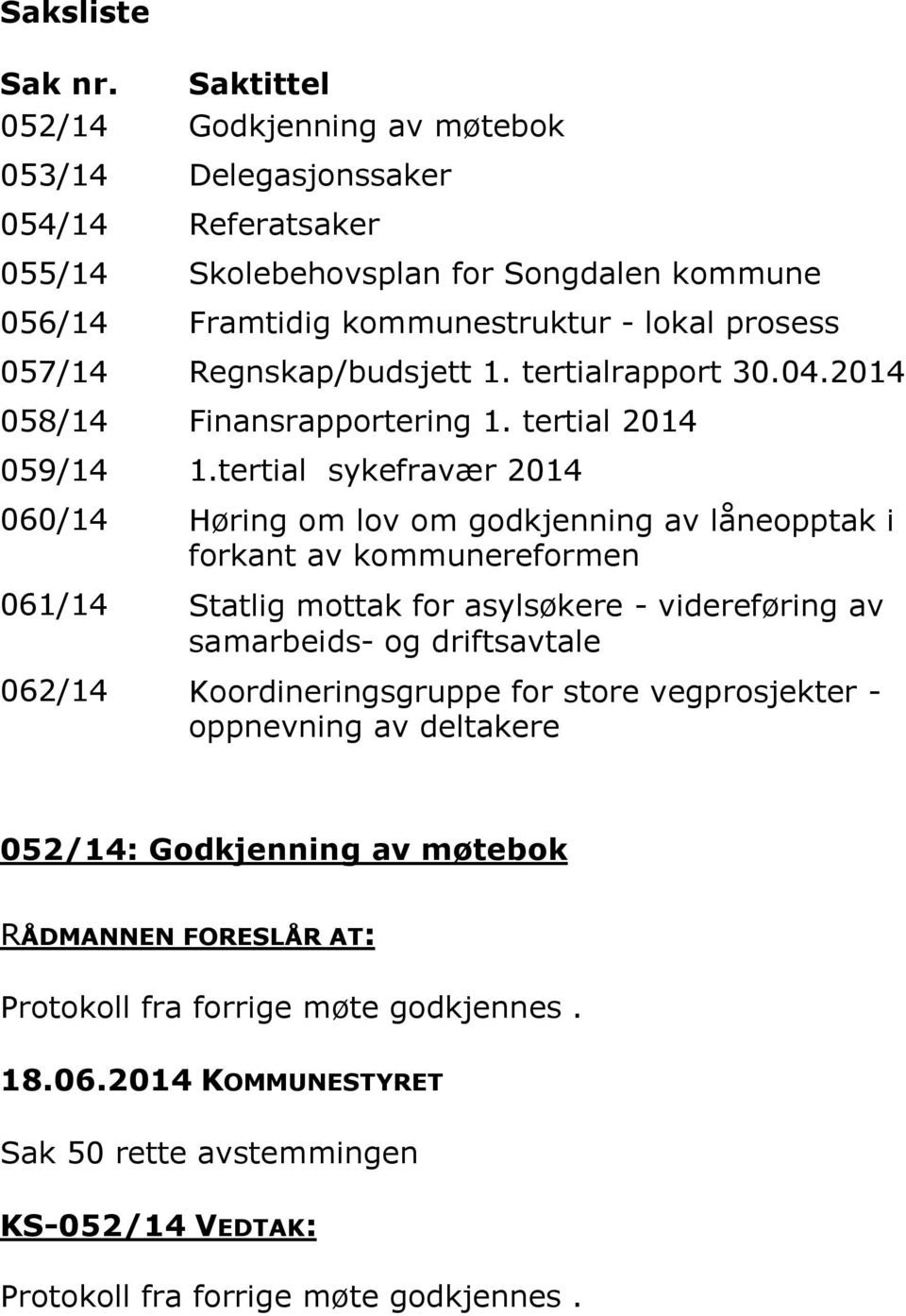 Regnskap/budsjett 1. tertialrapport 30.04.2014 058/14 Finansrapportering 1. tertial 2014 059/14 1.