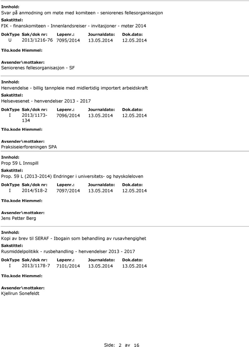 Løpenr.: 7096/2014 Praksiseierforeningen SPA Prop 59 L nnspill Prop.