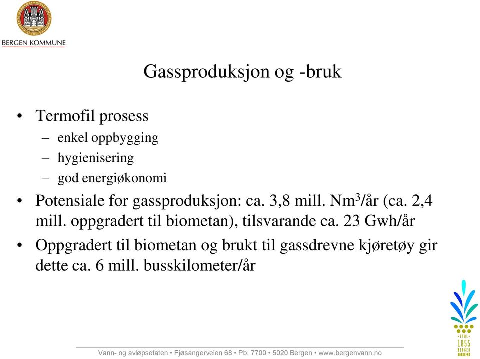 2,4 mill. oppgradert til biometan), tilsvarande ca.