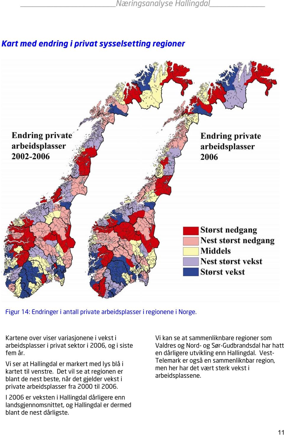 Det vil se at regionen er blant de nest beste, når det gjelder vekst i private arbeidsplasser fra 2000 til 2006.