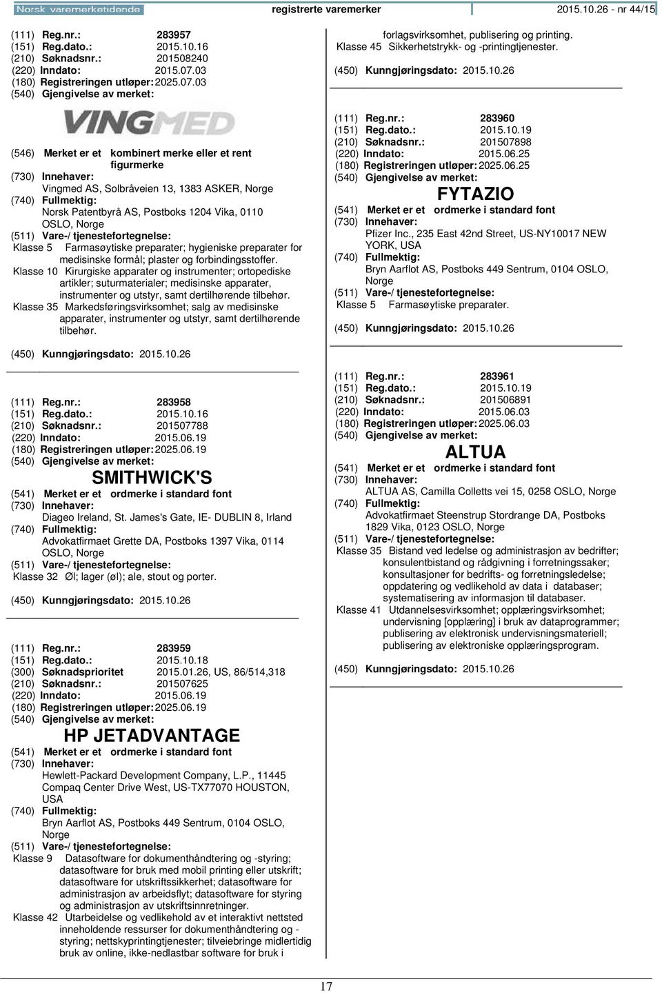 03 Vingmed AS, Solbråveien 13, 1383 ASKER, Norsk Patentbyrå AS, Postboks 1204 Vika, 0110 OSLO, Klasse 5 Farmasøytiske preparater; hygieniske preparater for medisinske formål; plaster og