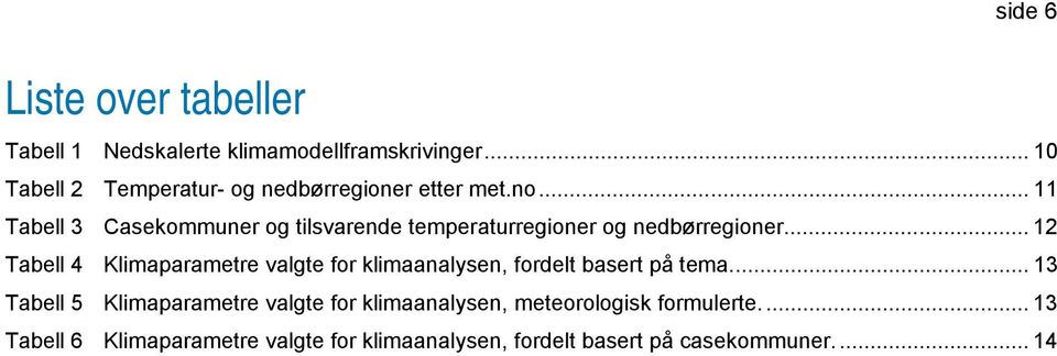 .. 11 Tabell 3 Casekommuner og tilsvarende temperaturregioner og nedbørregioner.