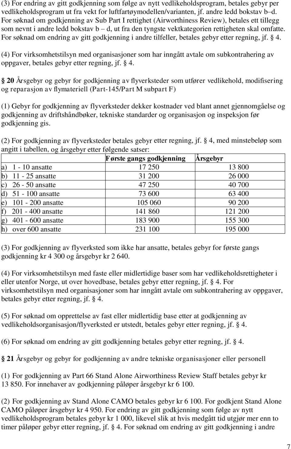 For søknad om endring av gitt godkjenning i andre tilfeller, betales gebyr etter regning, jf. 4.