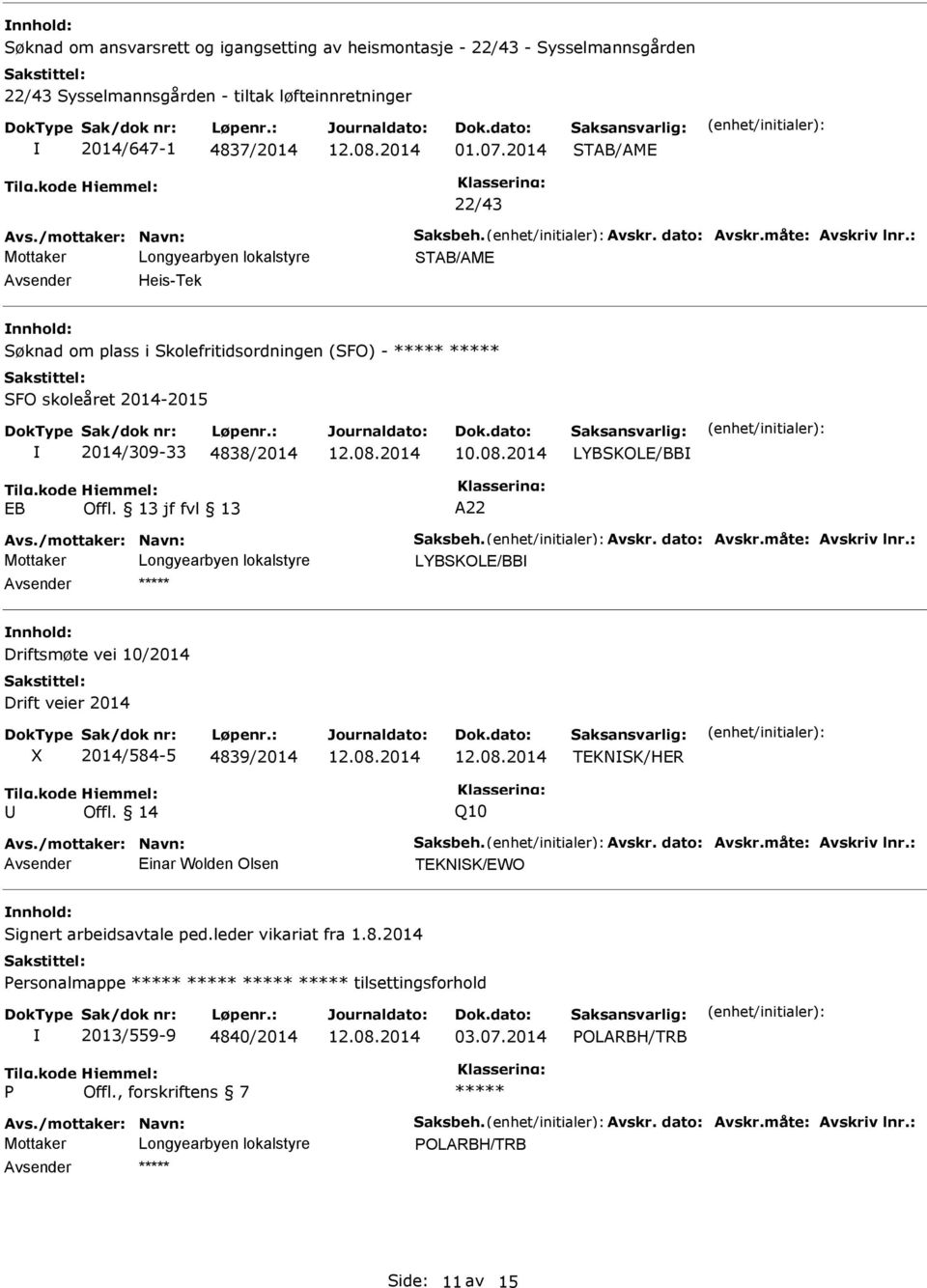 2014 LYBSKOLE/BB EB Offl. 13 jf fvl 13 22 LYBSKOLE/BB Driftsmøte vei 10/2014 Drift veier 2014 2014/584-5 4839/2014 TEKNSK/HER Offl.