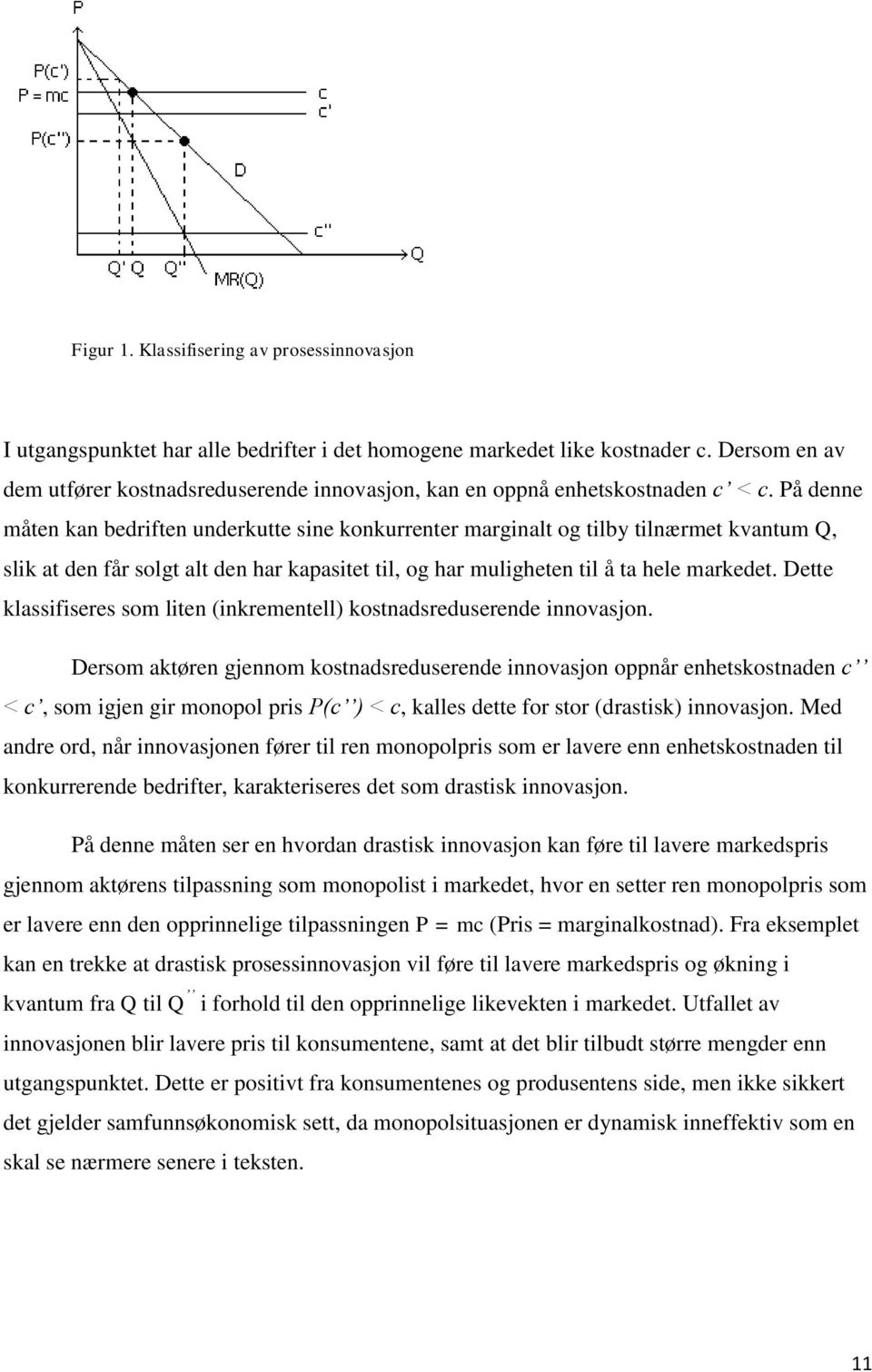 På denne måten kan bedriften underkutte sine konkurrenter marginalt og tilby tilnærmet kvantum Q, slik at den får solgt alt den har kapasitet til, og har muligheten til å ta hele markedet.