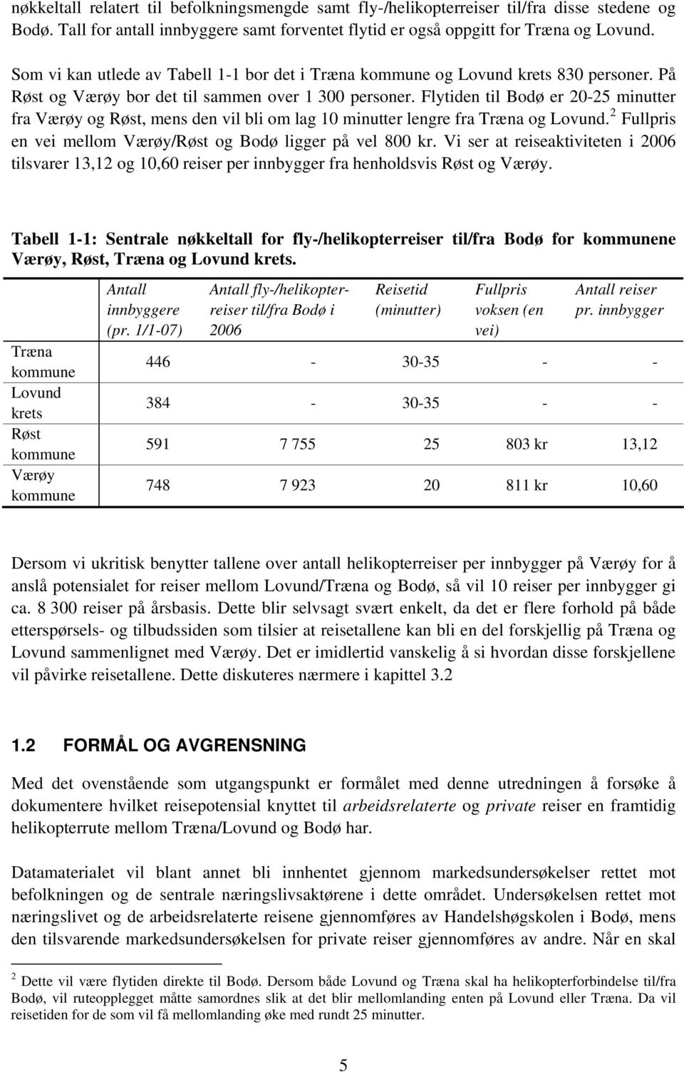 Flytiden til Bodø er 20-25 minutter fra Værøy og Røst, mens den vil bli om lag 10 minutter lengre fra Træna og Lovund. 2 Fullpris en vei mellom Værøy/Røst og Bodø ligger på vel 800 kr.