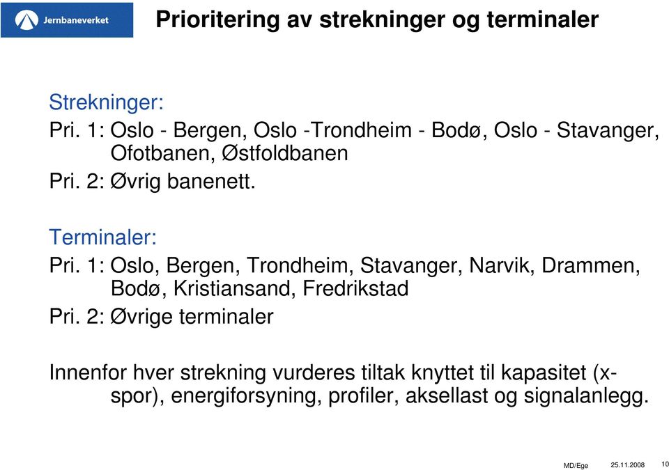 Terminaler: Pri. 1: Oslo, Bergen, Trondheim, Stavanger, Narvik, Drammen, Bodø, Kristiansand, Fredrikstad Pri.