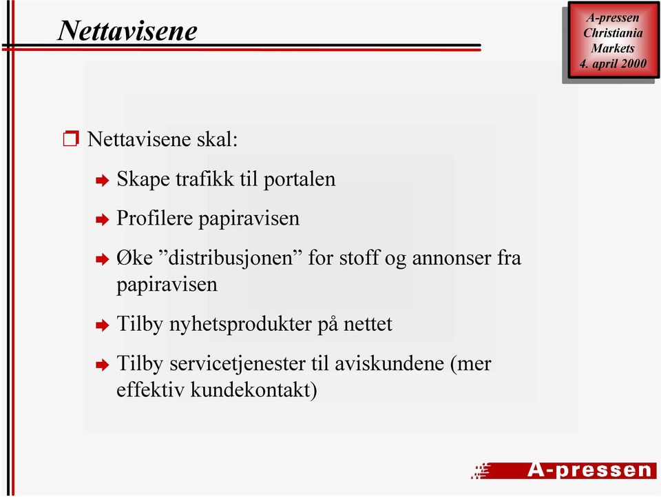 annonser fra papiravisen Tilby nyhetsprodukter på nettet