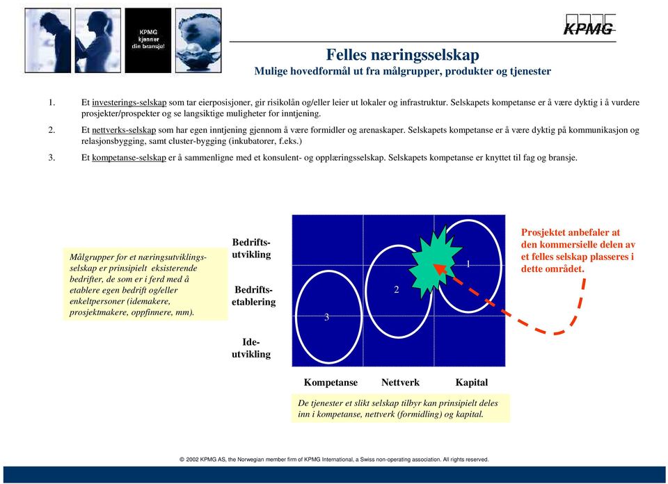 Et nettverks-selskap som har egen inntjening gjennom å være formidler og arenaskaper. Selskapets kompetanse er å være dyktig på kommunikasjon og relasjonsbygging, samt cluster-bygging (inkubatorer, f.