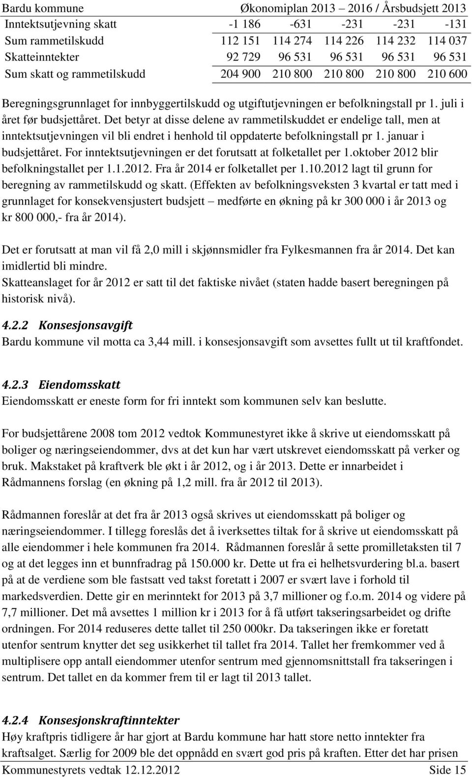 Det betyr at disse delene av rammetilskuddet er endelige tall, men at inntektsutjevningen vil bli endret i henhold til oppdaterte befolkningstall pr 1. januar i budsjettåret.