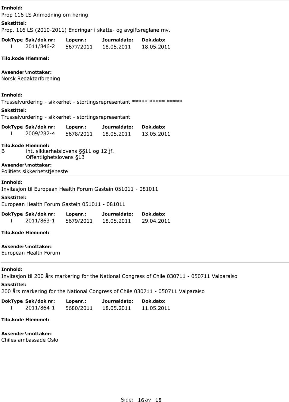 2011 Tilg.kode B Hjemmel: iht. sikkerhetslovens 11 og 12 jf.