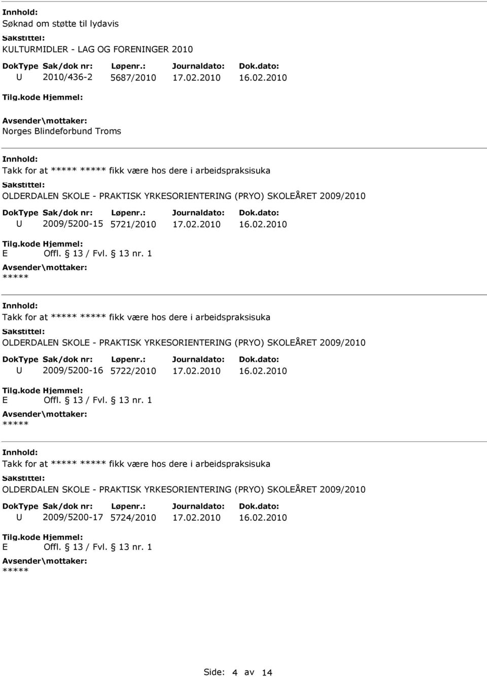 være hos dere i arbeidspraksisuka OLDRDALN SKOL - PRAKTSK YRKSORNTRNG (PRYO) SKOLÅRT 2009/2010 2009/5200-16 5722/2010 Takk for at