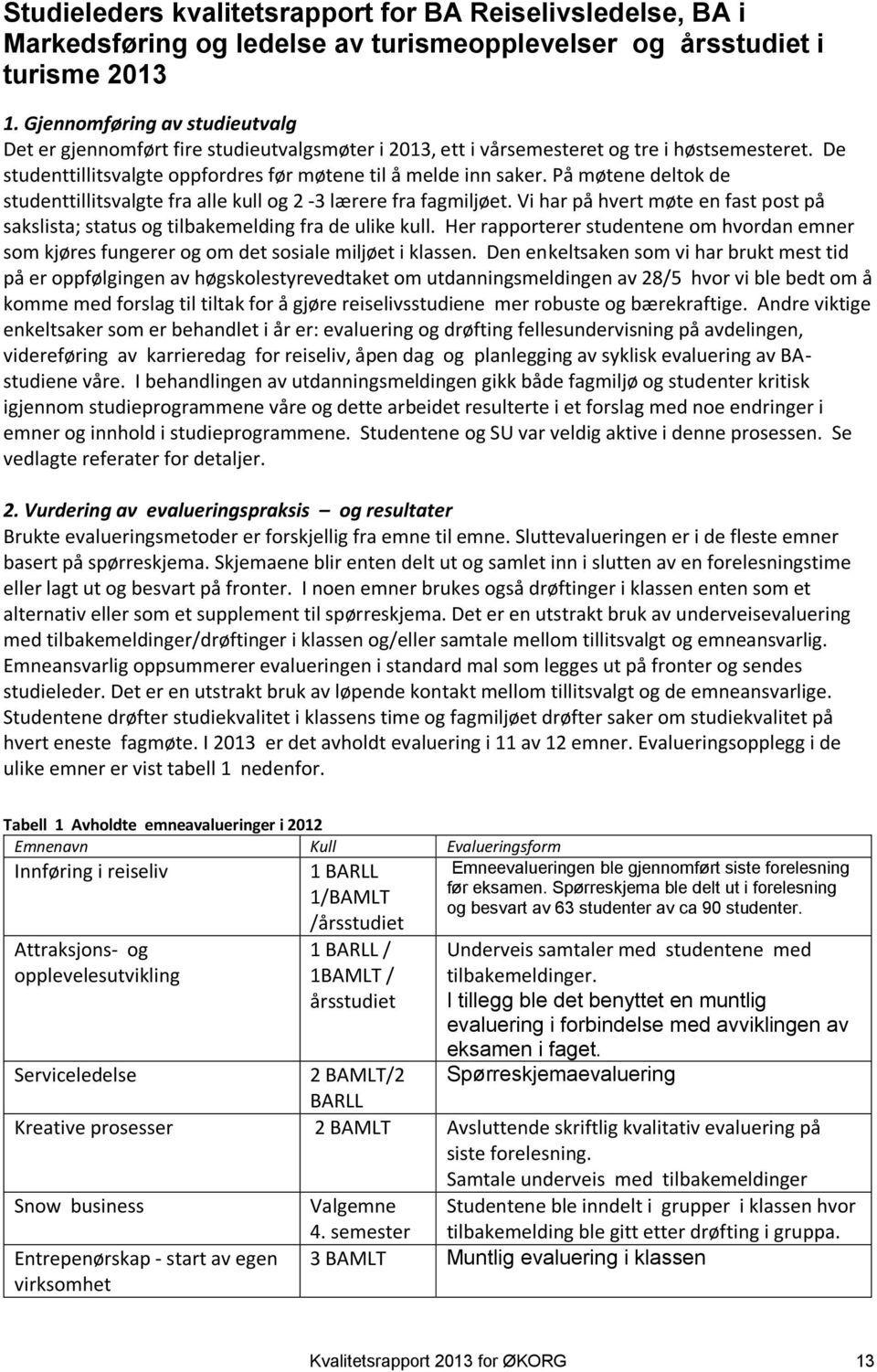 På møtene deltok de studenttillitsvalgte fra alle kull og 2-3 lærere fra fagmiljøet. Vi har på hvert møte en fast post på sakslista; status og tilbakemelding fra de ulike kull.