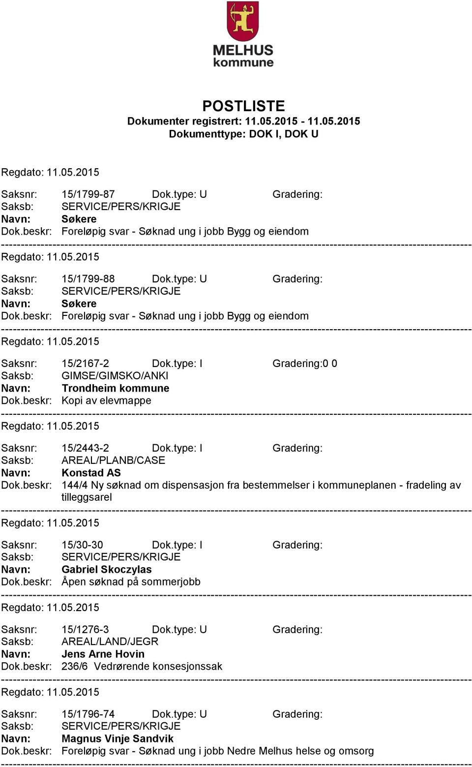 beskr: 144/4 Ny søknad om dispensasjon fra bestemmelser i kommuneplanen - fradeling av tilleggsarel Saksnr: 15/30-30 Dok.type: I Gradering: Navn: Gabriel Skoczylas Dok.