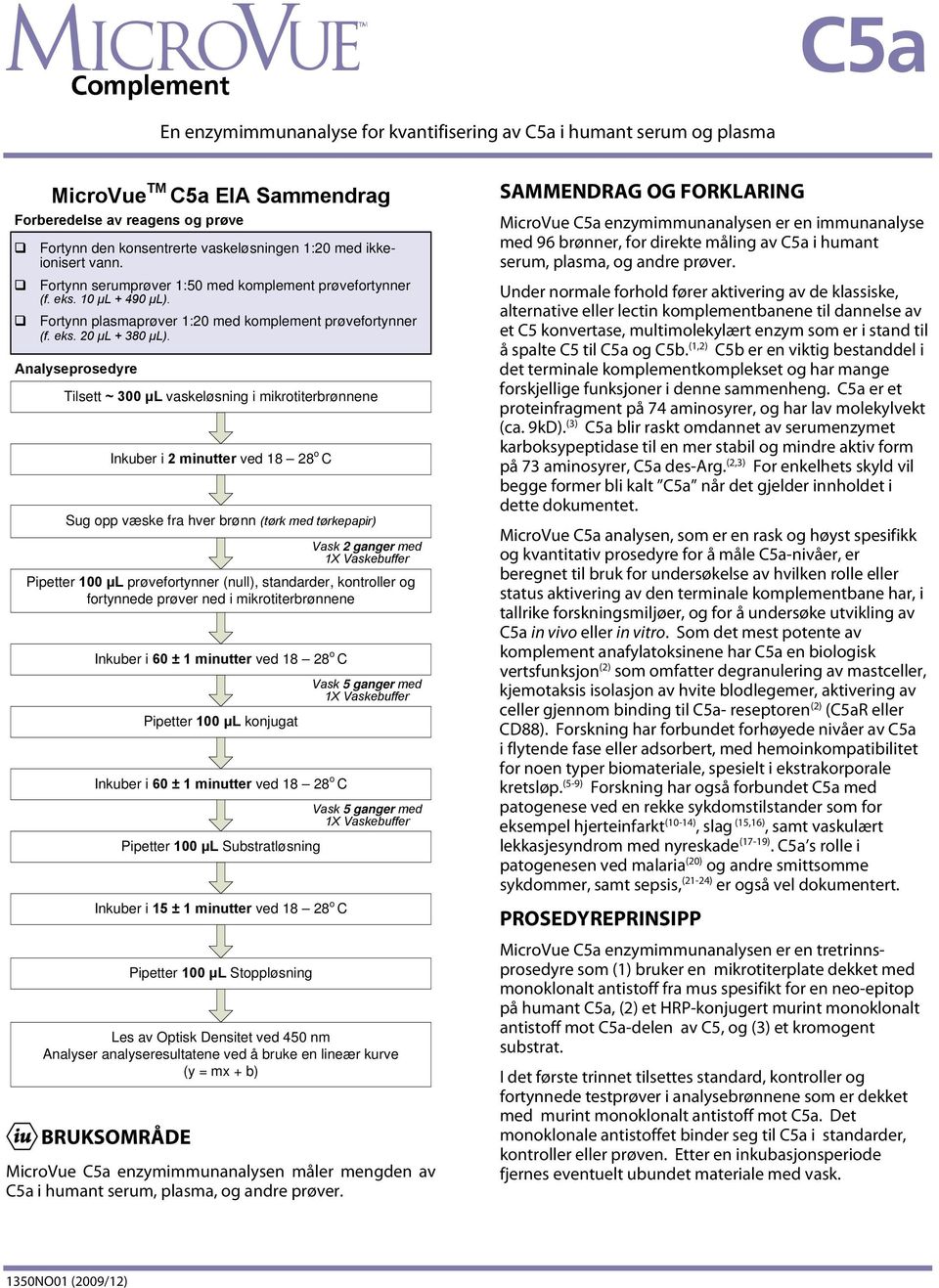 Analyseprosedyre Tilsett ~ 300 μl vaskeløsning i mikrotiterbrønnene Inkuber i 2 minutter ved 18 28 o C Sug opp væske fra hver brønn (tørk med tørkepapir) Vask 2 ganger med 1X Vaskebuffer Pipetter 100