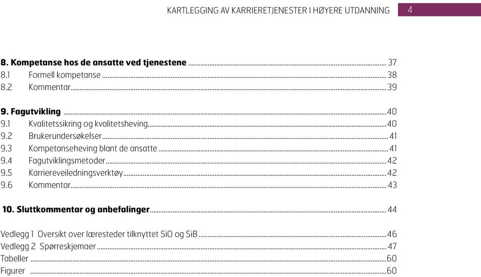 3 Kompetanseheving blant de ansatte... 41 9.4 Fagutviklingsmetoder...42 9.5 Karriereveiledningsverktøy...42 9.6 Kommentar... 43 10.