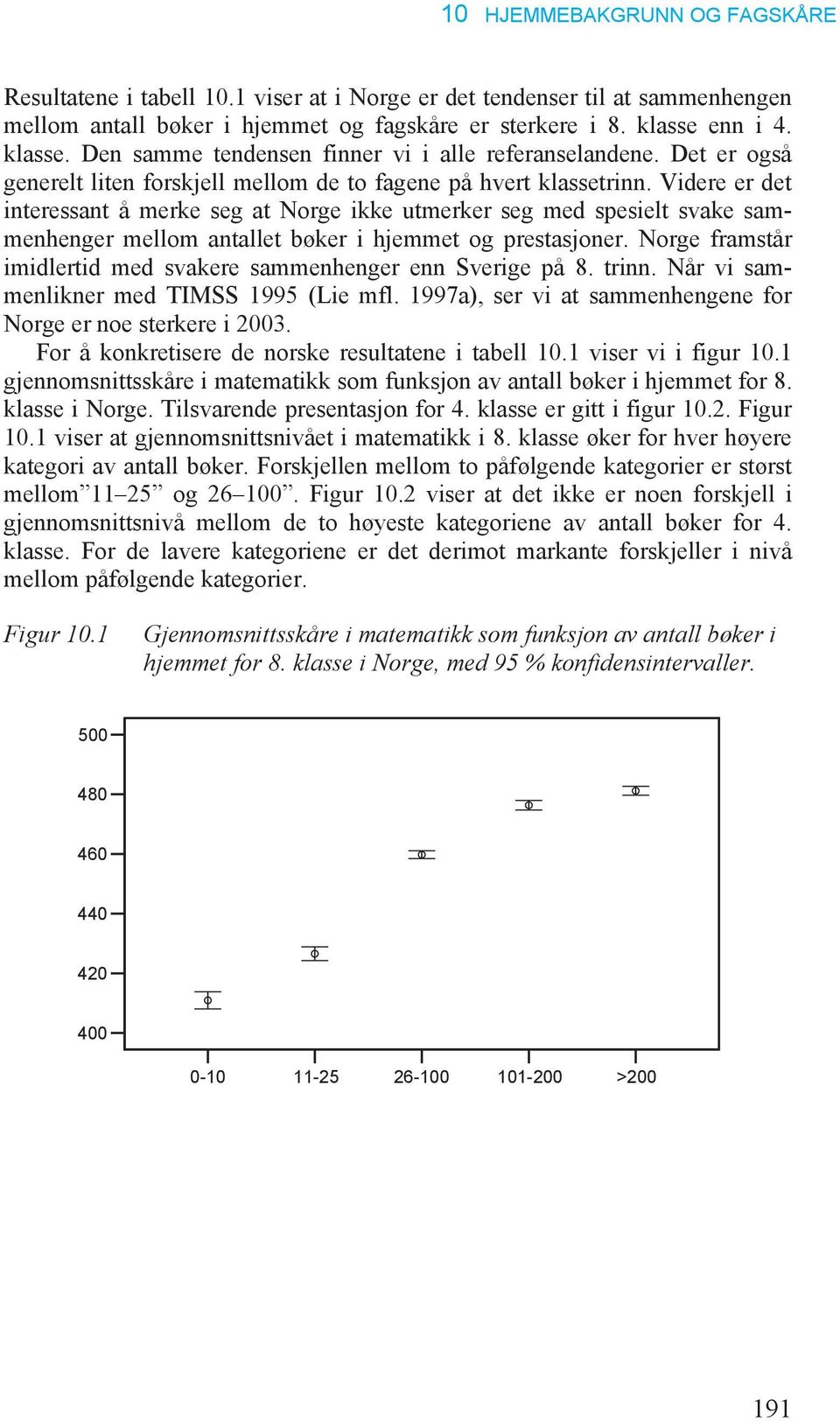 Videre er det interessant å merke seg at Norge ikke utmerker seg med spesielt svake sammenhenger mellom antallet bøker i hjemmet og prestasjoner.