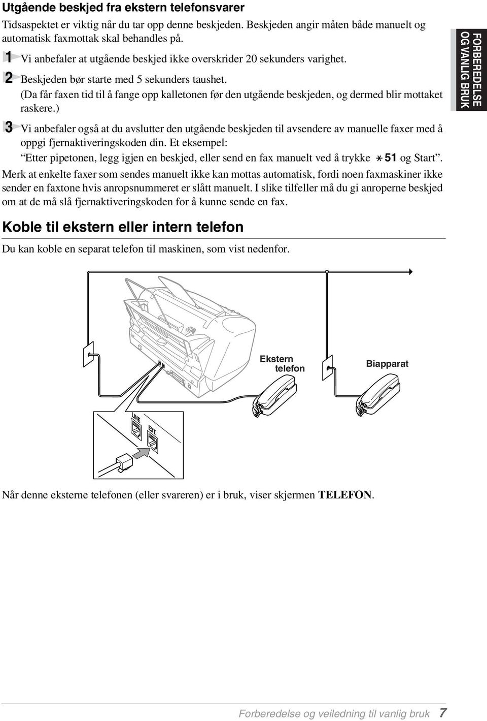 (Da får faxen tid til å fange opp kalletonen før den utgående beskjeden, og dermed blir mottaket raskere.