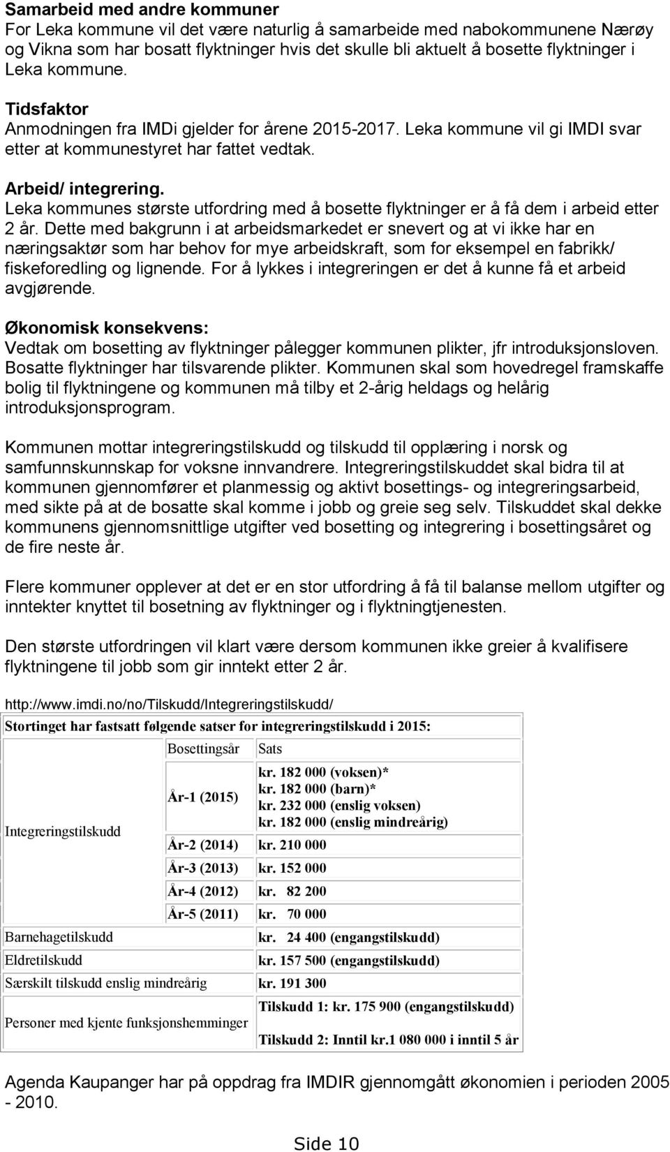 Leka kommunes største utfordring med å bosette flyktninger er å få dem i arbeid etter 2 år.